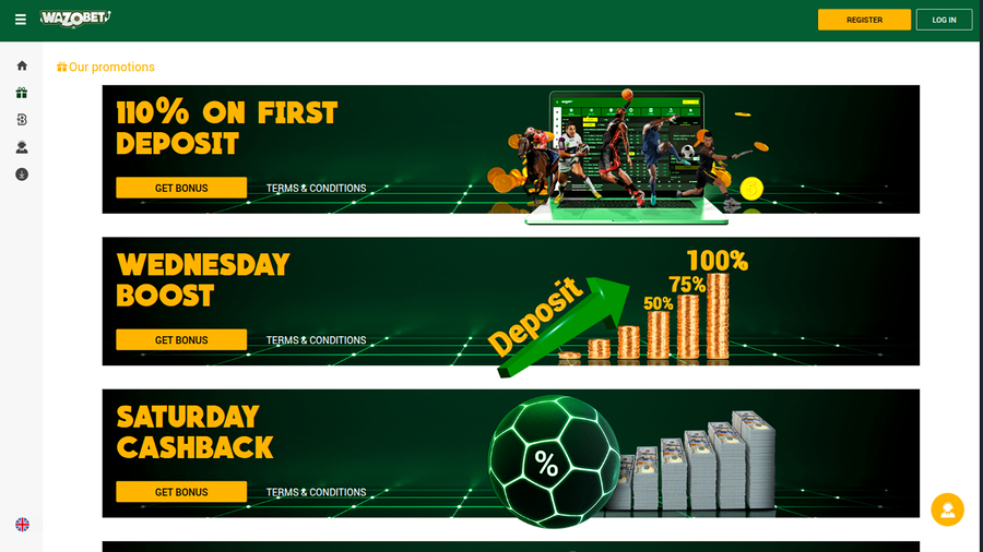 Wazobet Casino Desktop Promotions