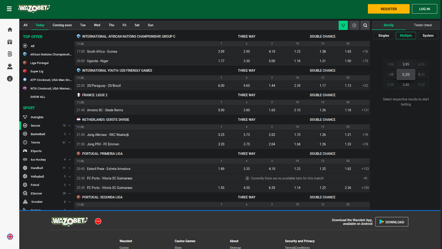 Wazobet Casino Desktop Sports