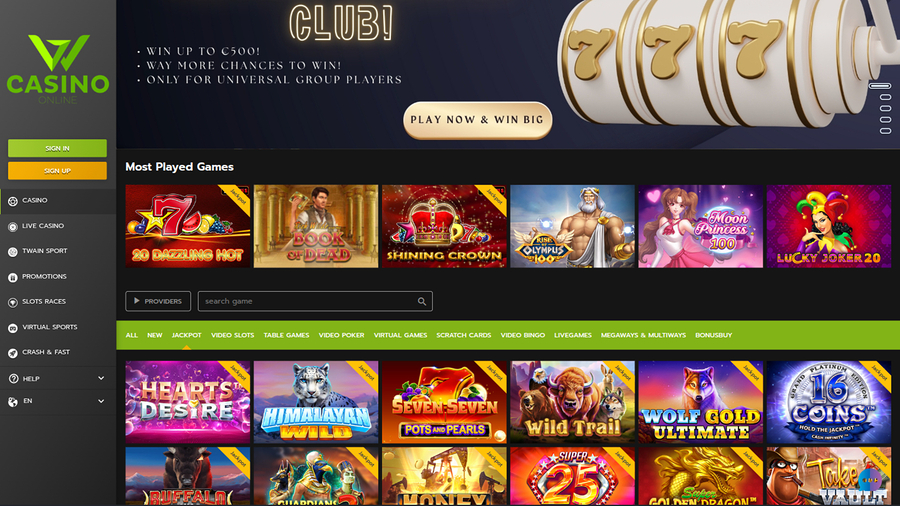 WCasino Online Desktop Jackpot