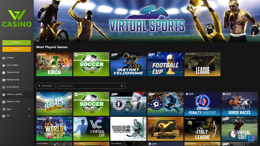 WCasino online virtual sports desktop