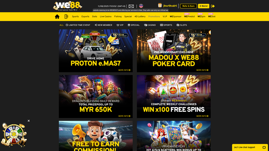 we88 casino promotions desktop