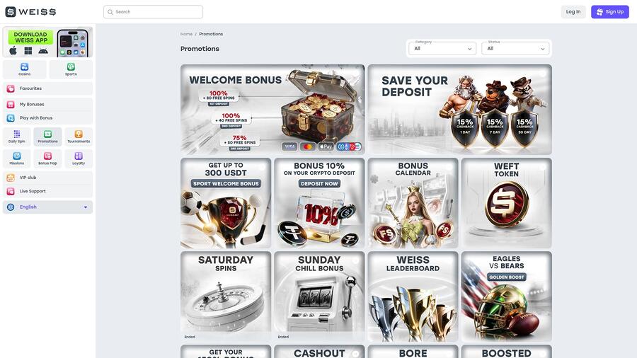 Weiss Casino Desktop Promotions