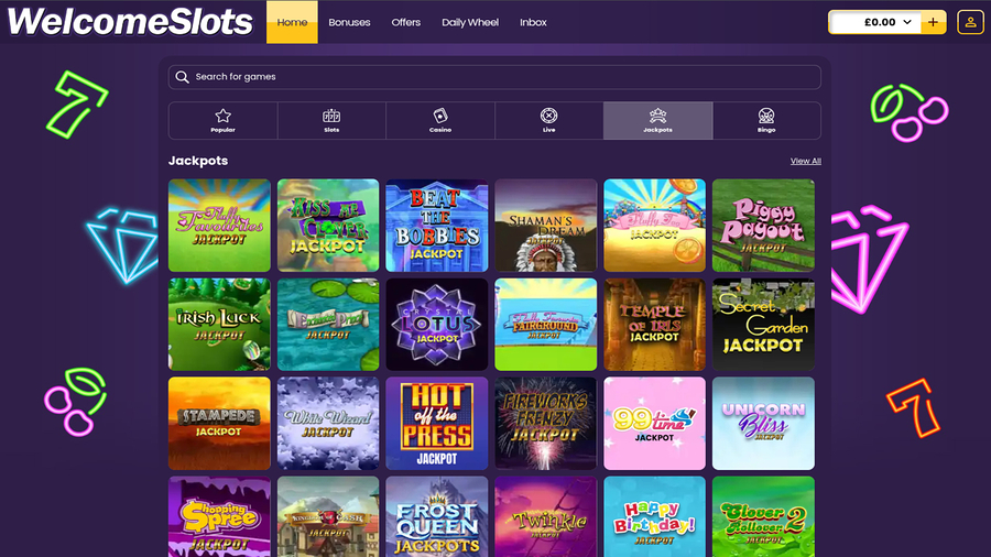Welcome Slots Casino Jackpot Desktop