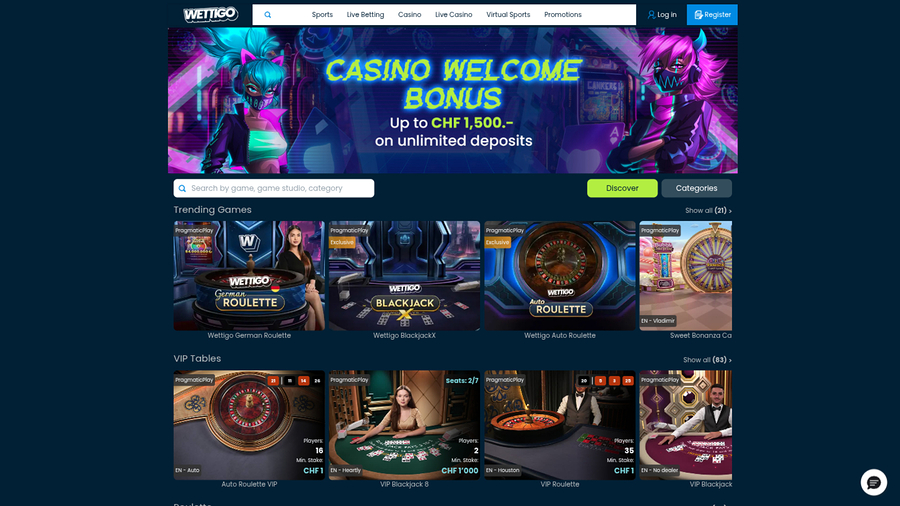 Wettigo Casino Desktop Live Dealer