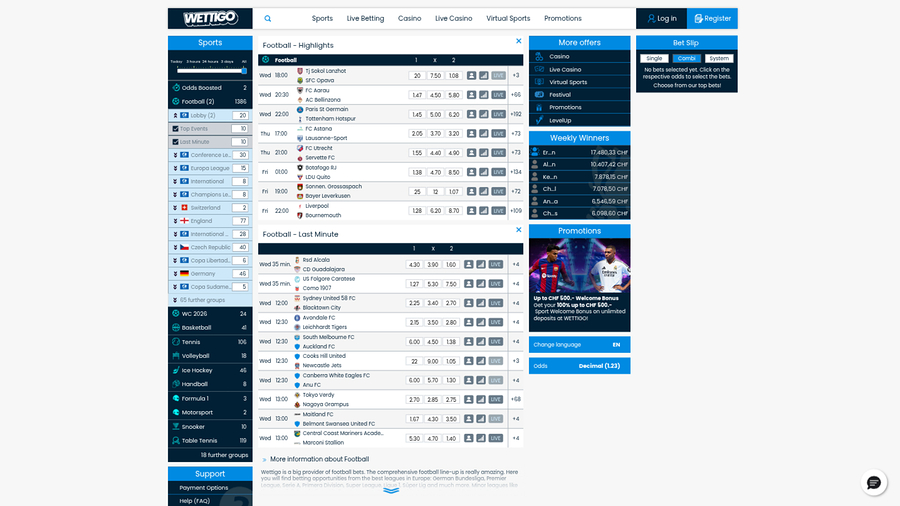 Wettigo Casino Desktop Sports