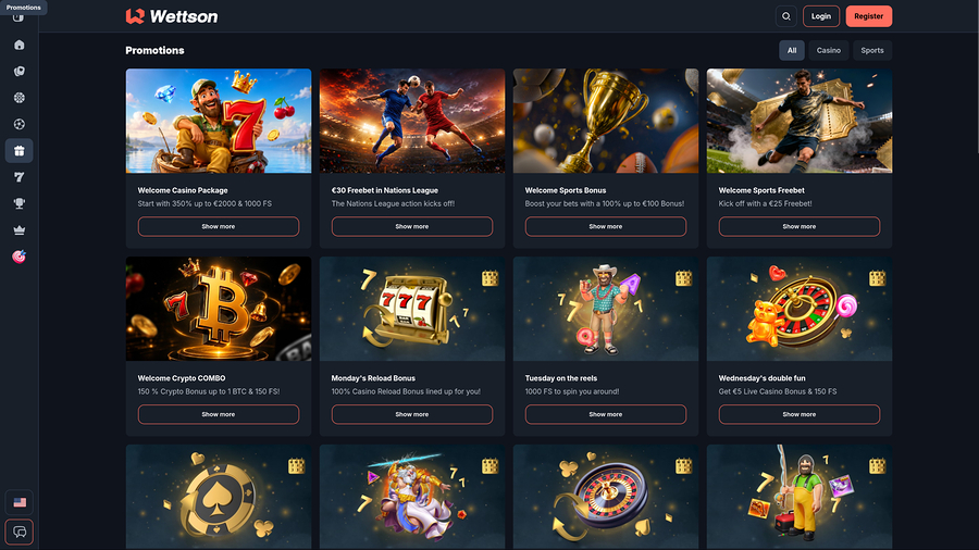 Promociones de escritorio del casino Wettson