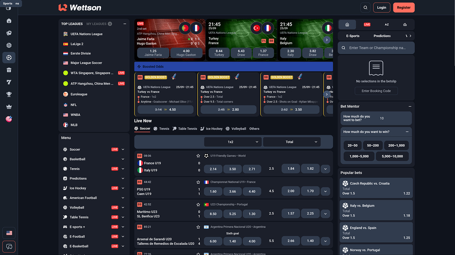 Deportes de escritorio del casino Wettson