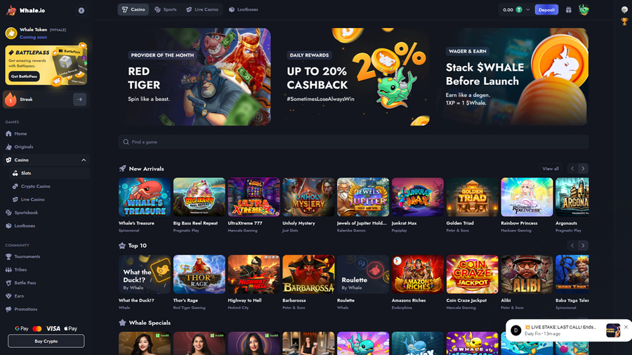 Whale Casino Desktop Games