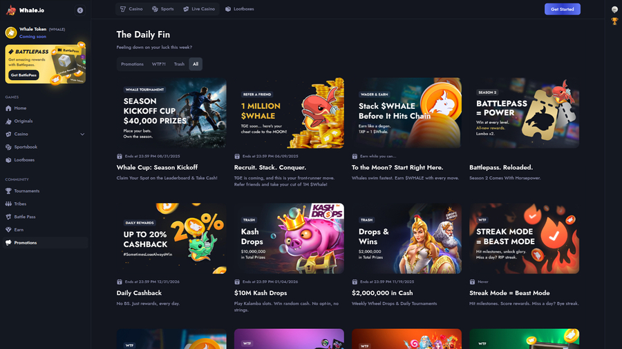 Whale Casino Desktop Promotions