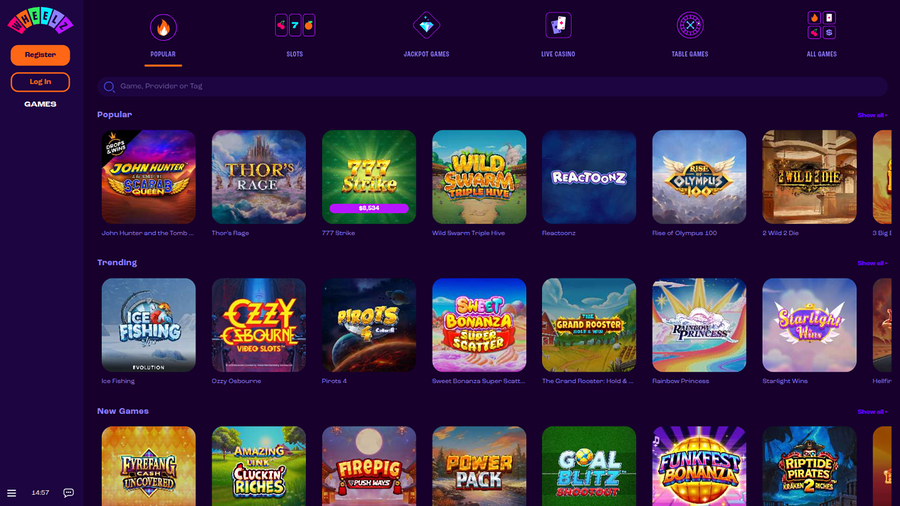 Wheelz Casino Desktop Games