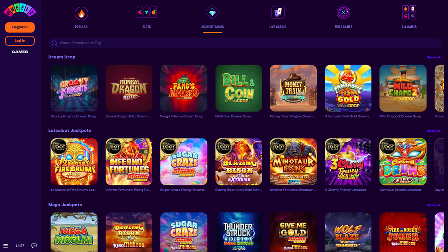 Wheelz Casino Desktop Jackpot