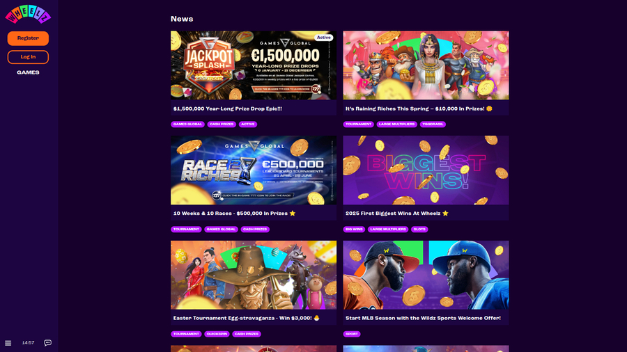 Wheelz Casino Desktop Promotions