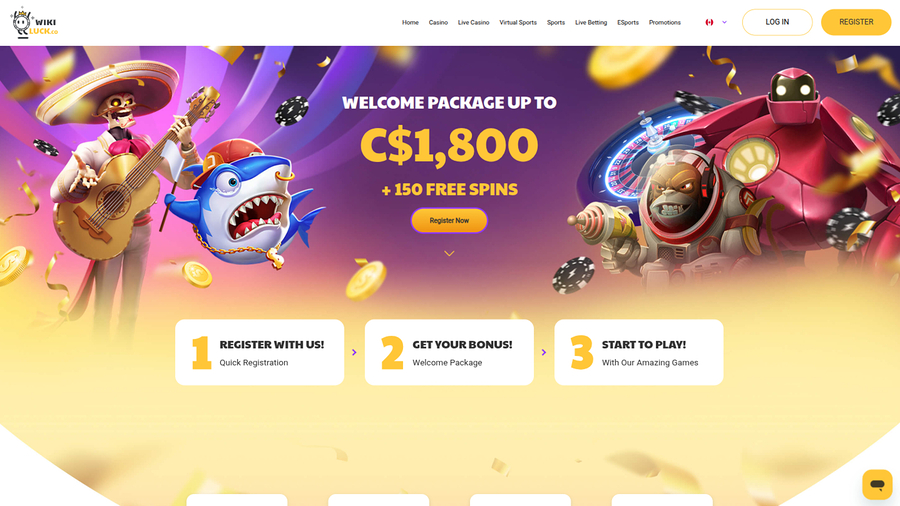 Wikiluck Casino Desktop Homepage