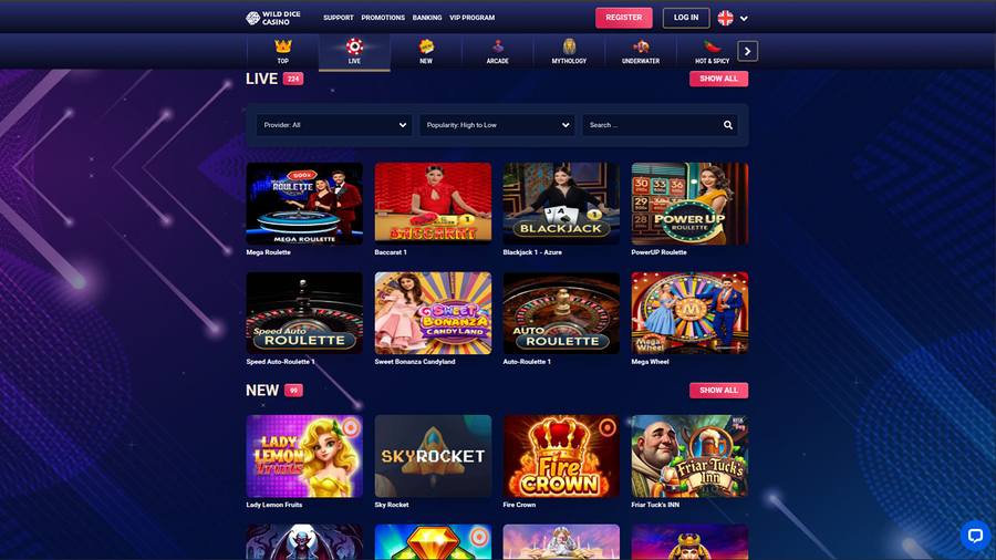 Crupier en vivo de escritorio de Wild Dice Casino