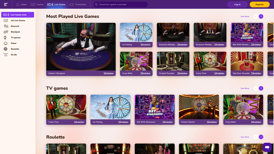 Wild Sultan Casino Desktop Live Dealer