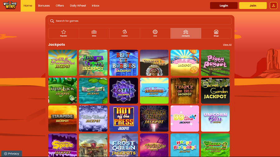 Wild West Wins Jackpot Desktop