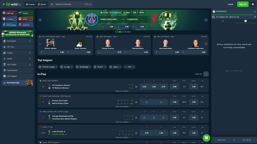 Wild.io Casino Deportes Escritorio
