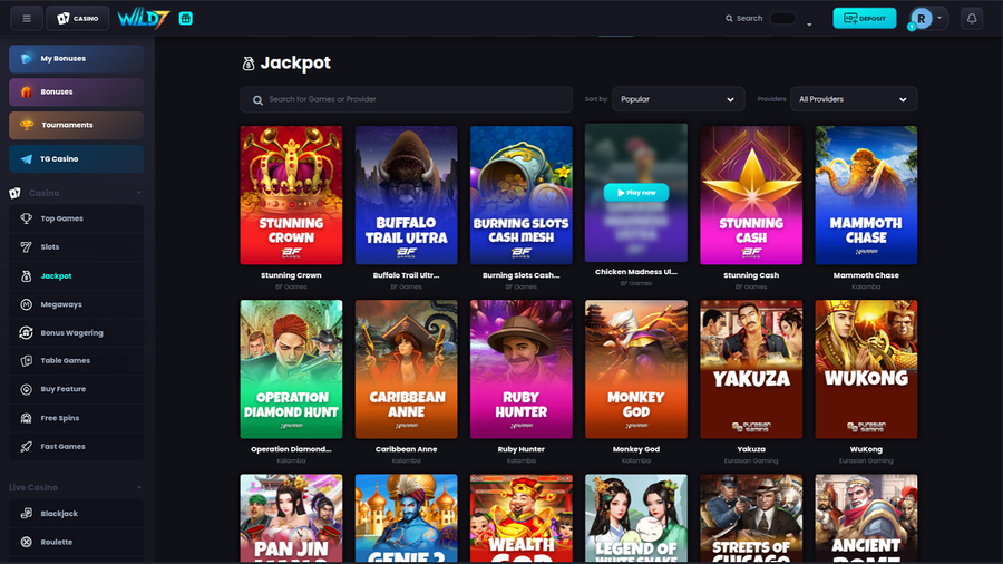 Wild7 Casino Desktop Jackpot