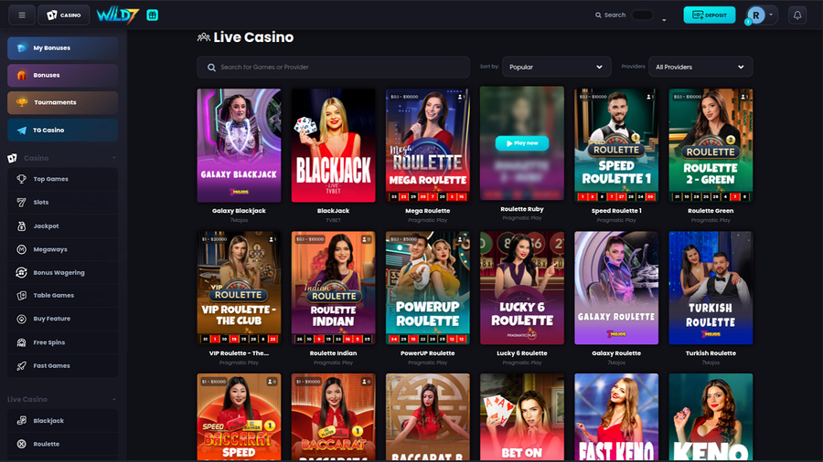 Wild7 Casino Desktop Live Dealer