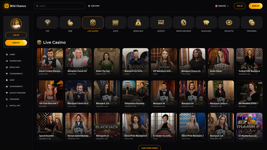 Wild Chance Casino Desktop Live Dealer