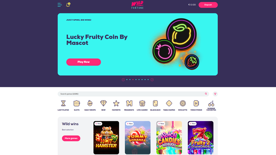 Wildfortune Casino Desktop Homepage