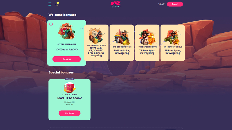 Wildfortune Casino Desktop Promotions