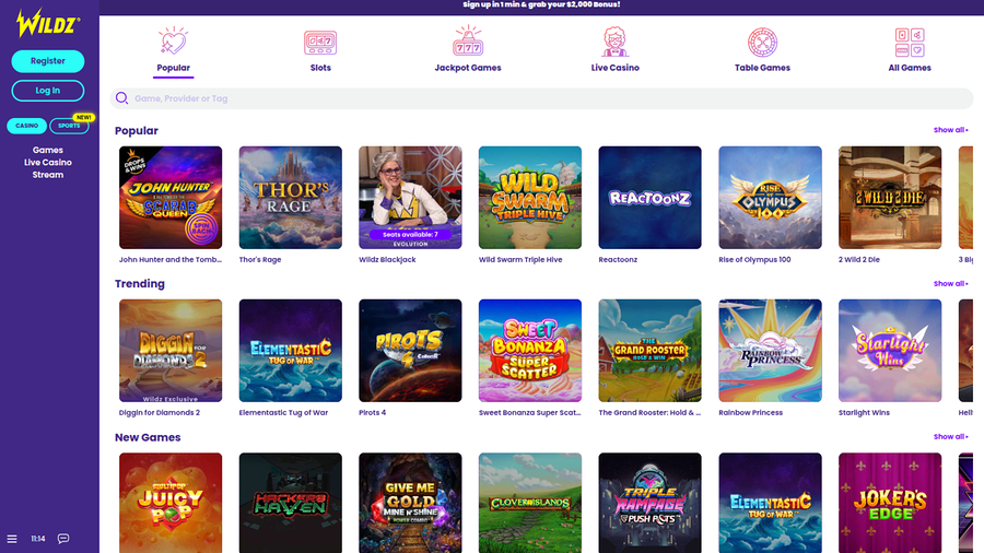 Wildz Casino Desktop Games