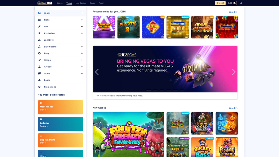 Willbet Casino Desktop Homepage