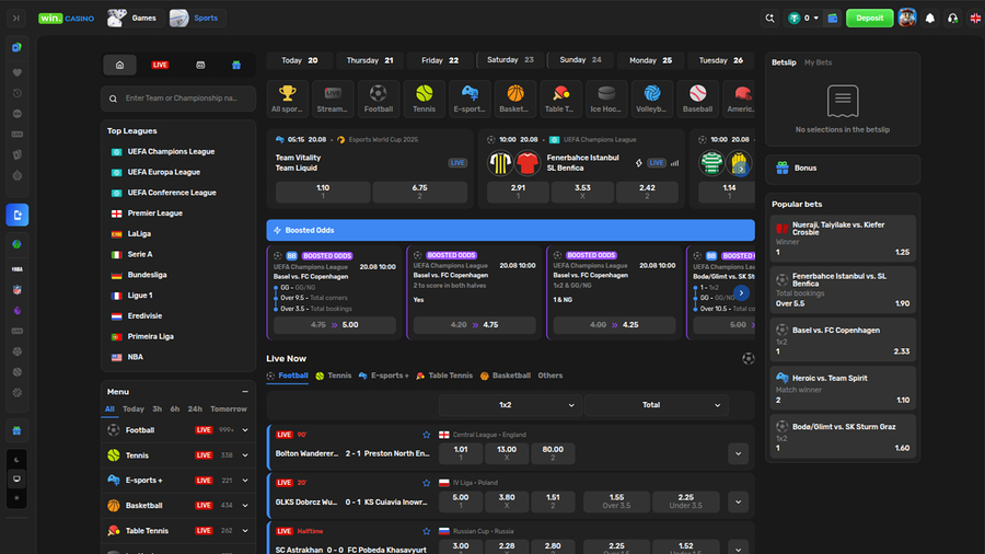 Win Casino Desktop Sports