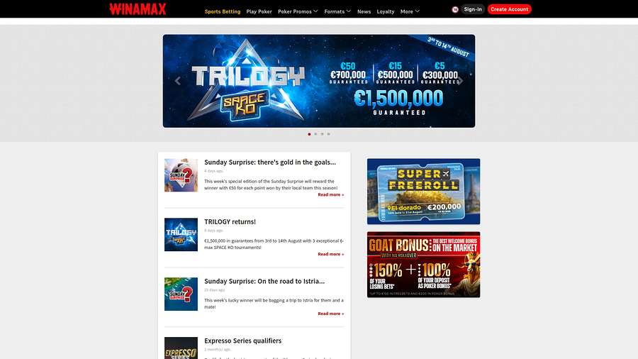 Winamax Desktop Homepage