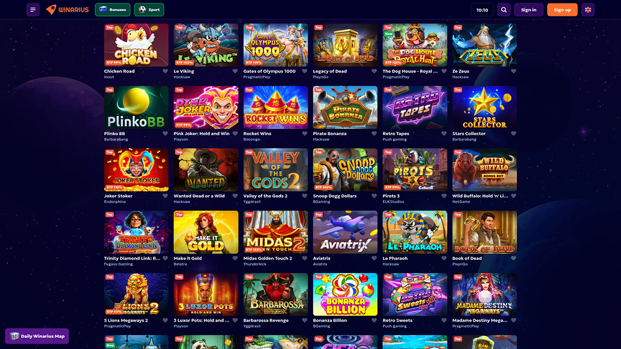 Winarius Casino Desktop Games