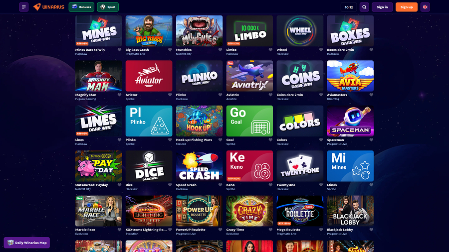 Winarius Casino Desktop Jackpot