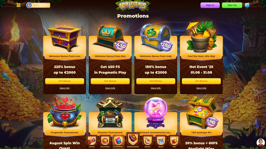 WinLegends Casino Desktop Promotions
