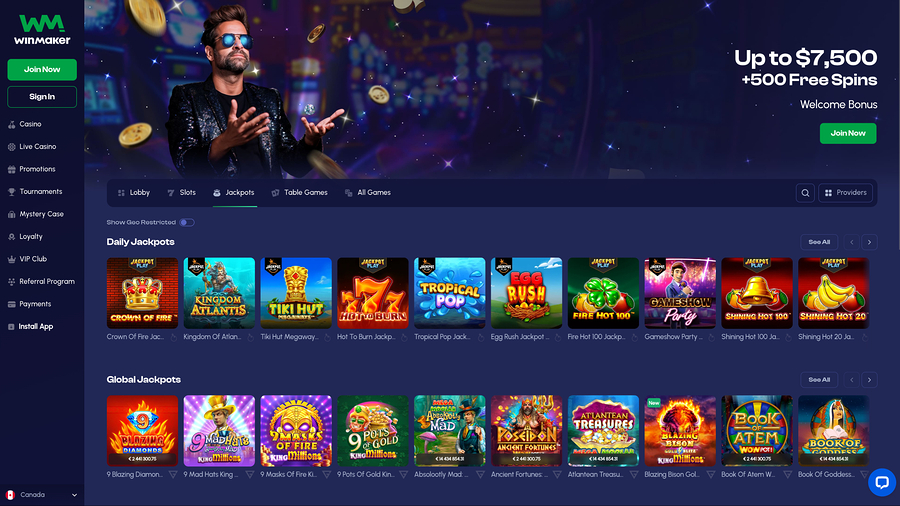 Jackpot de escritorio de Winmaker Casino