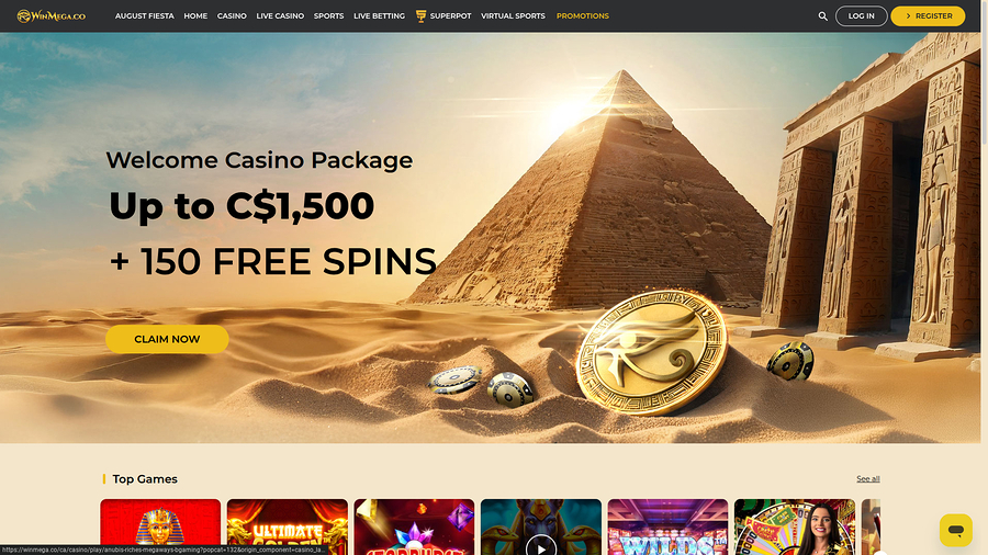 Win Mega Casino Desktop Homepage