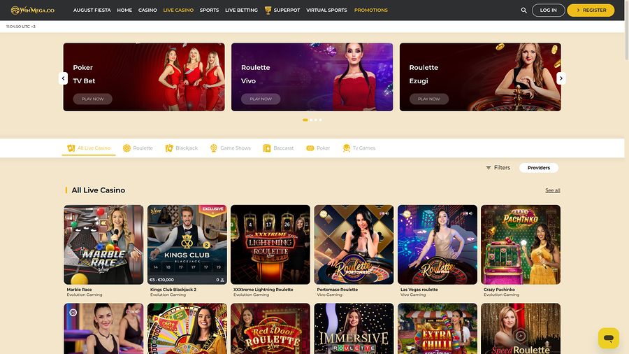 Win Mega Casino Desktop Live Dealer