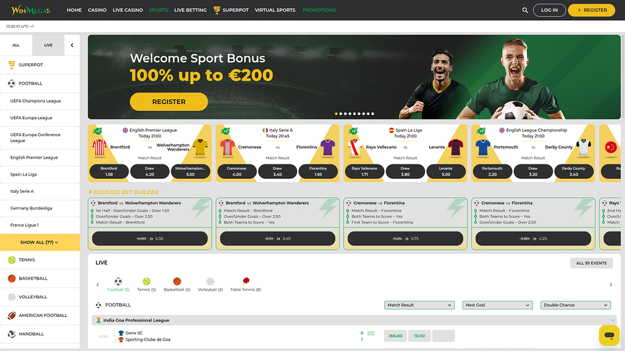 Apuestas deportivas de escritorio en WinMega Casino