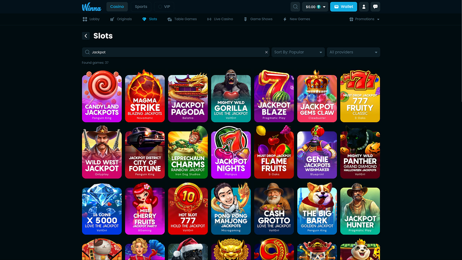 Winna Casino Desktop Jackpot