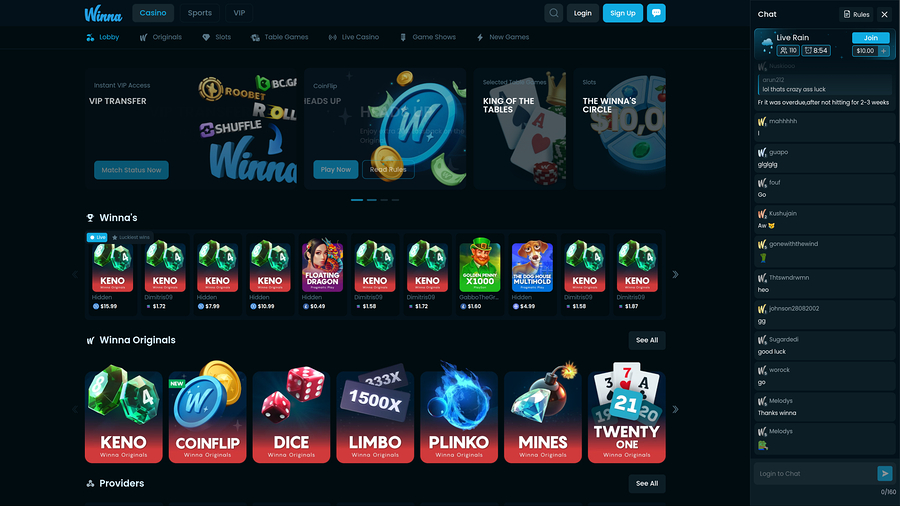 Winna Casino Homepage