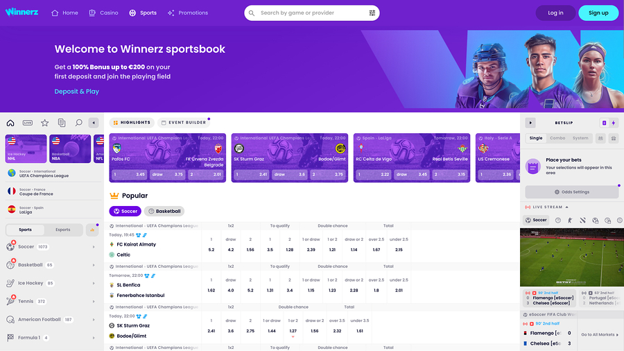 Winnerz Casino Desktop Sports