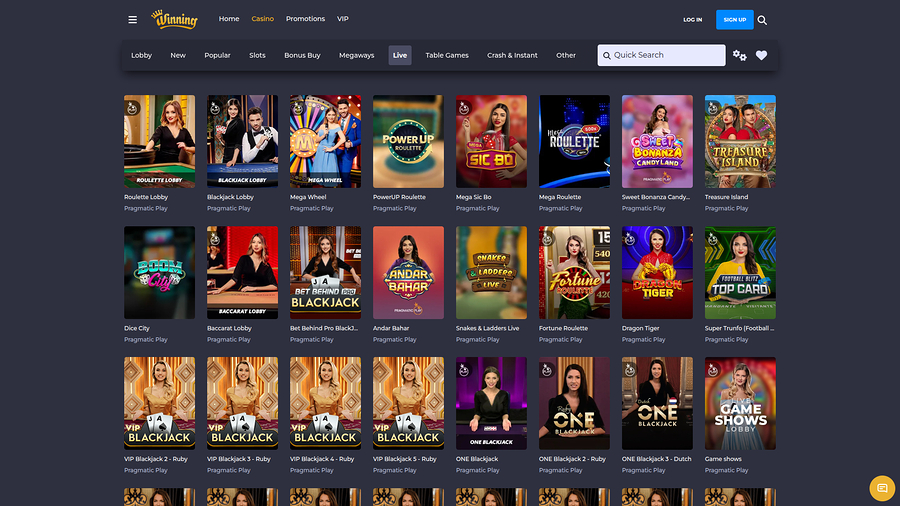 Winning Casino Desktop Live Dealer