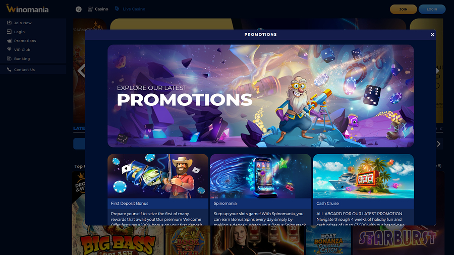 WinOMania Casino Desktop Promotions