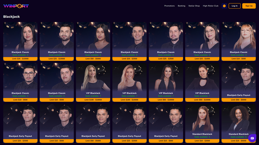 WinPort Casino Desktop Live Dealer