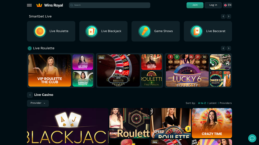 Wins Royal Desktop Live Dealer