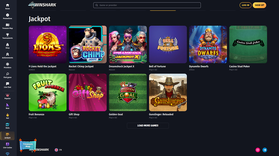 Winshark Casino Desktop Jackpot