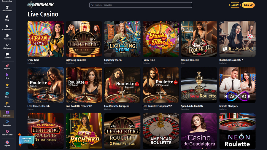 Winshark Casino Desktop Live Dealer