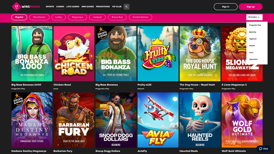 WinsMania Casino Desktop Game Developers