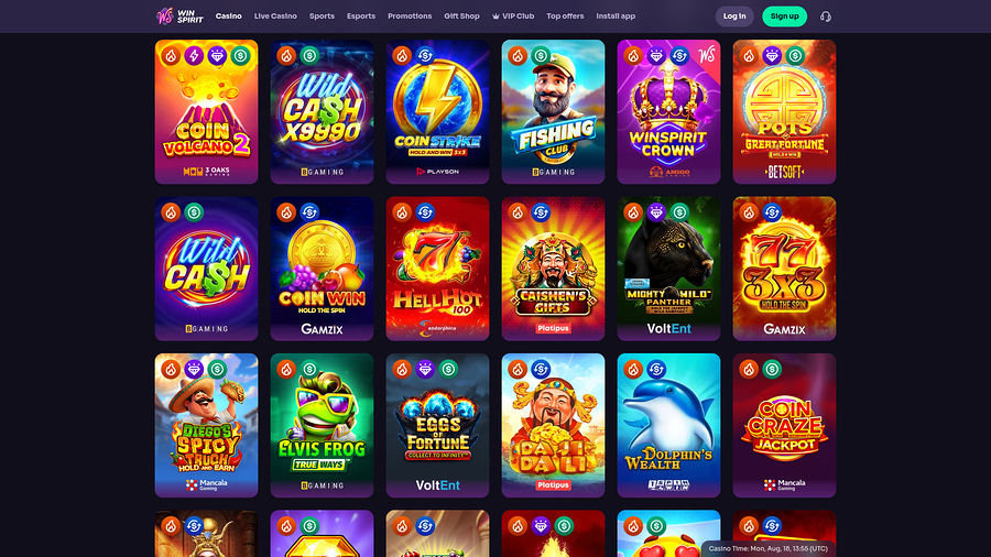 Juegos de escritorio de WinSpirit Casino