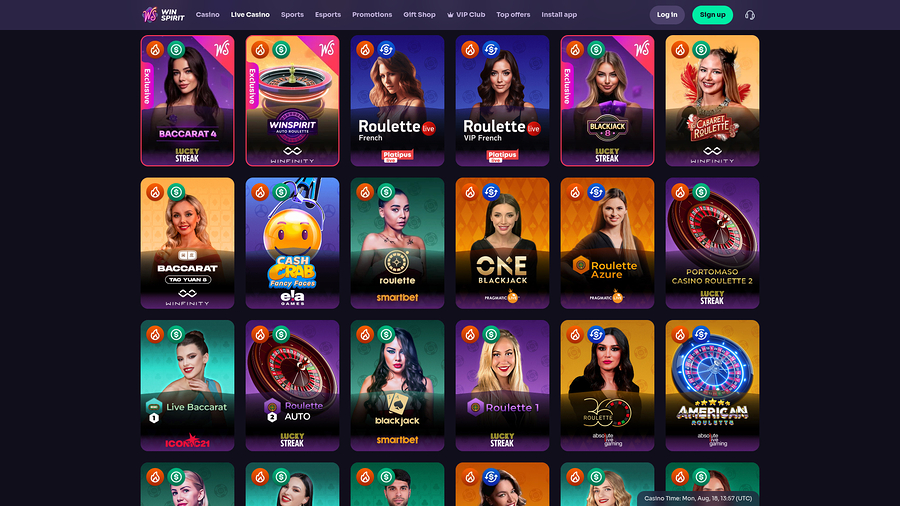 Crupier en vivo de escritorio de WinSpirit Casino