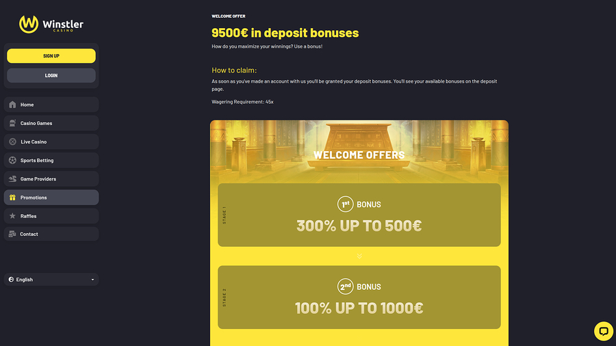 Winstler Casino Desktop Promotions